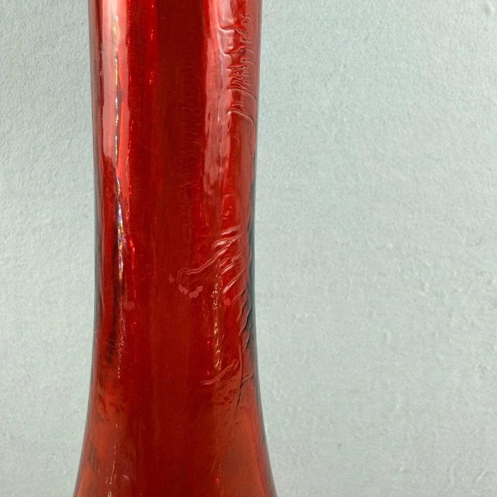 Vintage Amberina Glass Genie Bottle Decanter MCM‎ Spanish Flashed 19